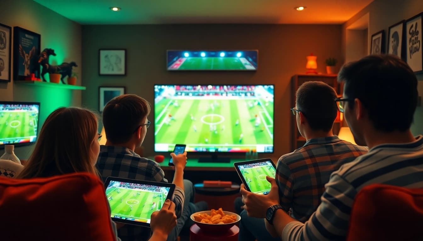 Socolive.network offers immersive football streaming experiences, showcasing fans watching HD matches on various devices.