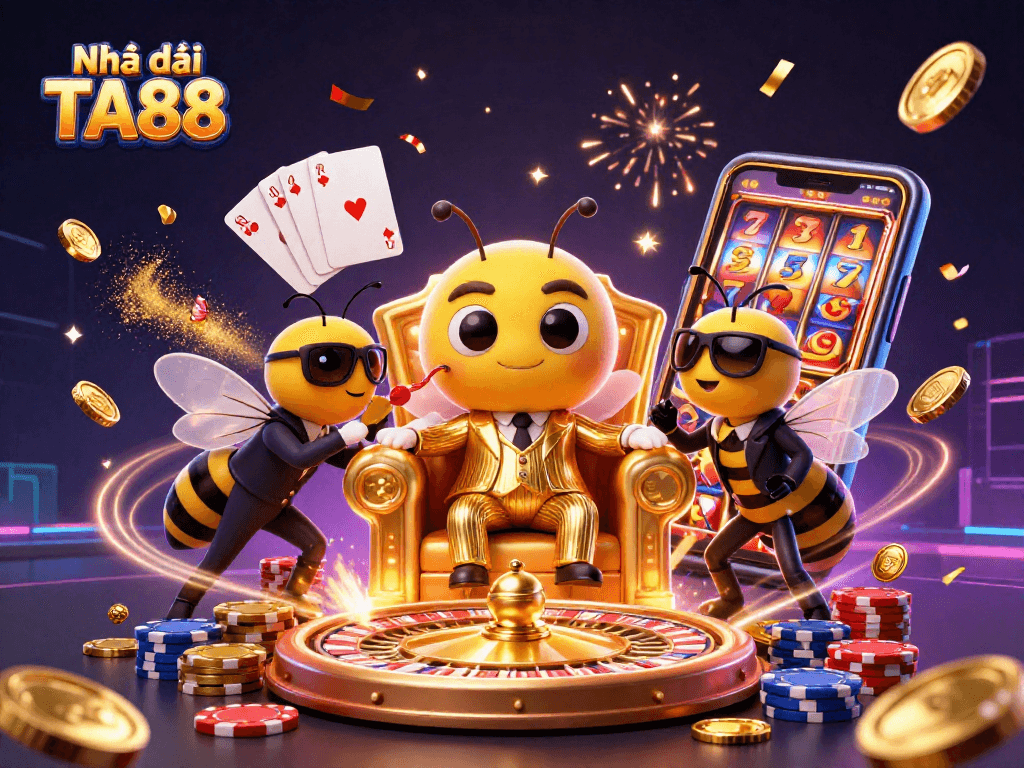 Engage with Nhà cái TA88 for thrilling casino action featuring vibrant characters and game elements.