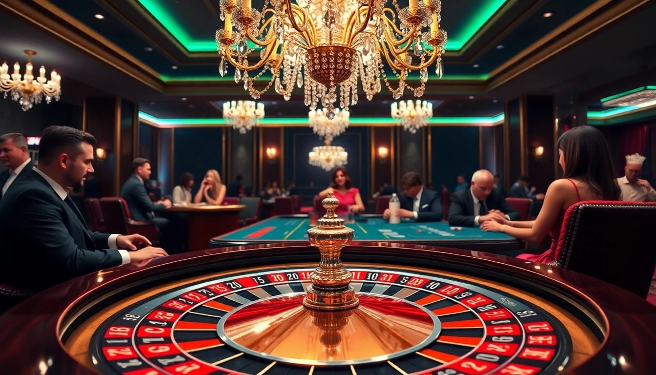 C168 casino scene featuring luxury roulette and enthusiastic players enjoying high-stakes gambling.