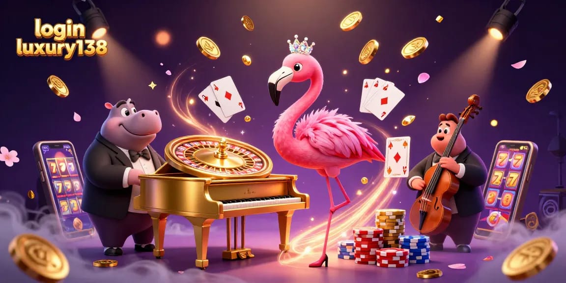 Spin and win at login luxury138 with vibrant casino scenes featuring lucky symbols and lively characters.