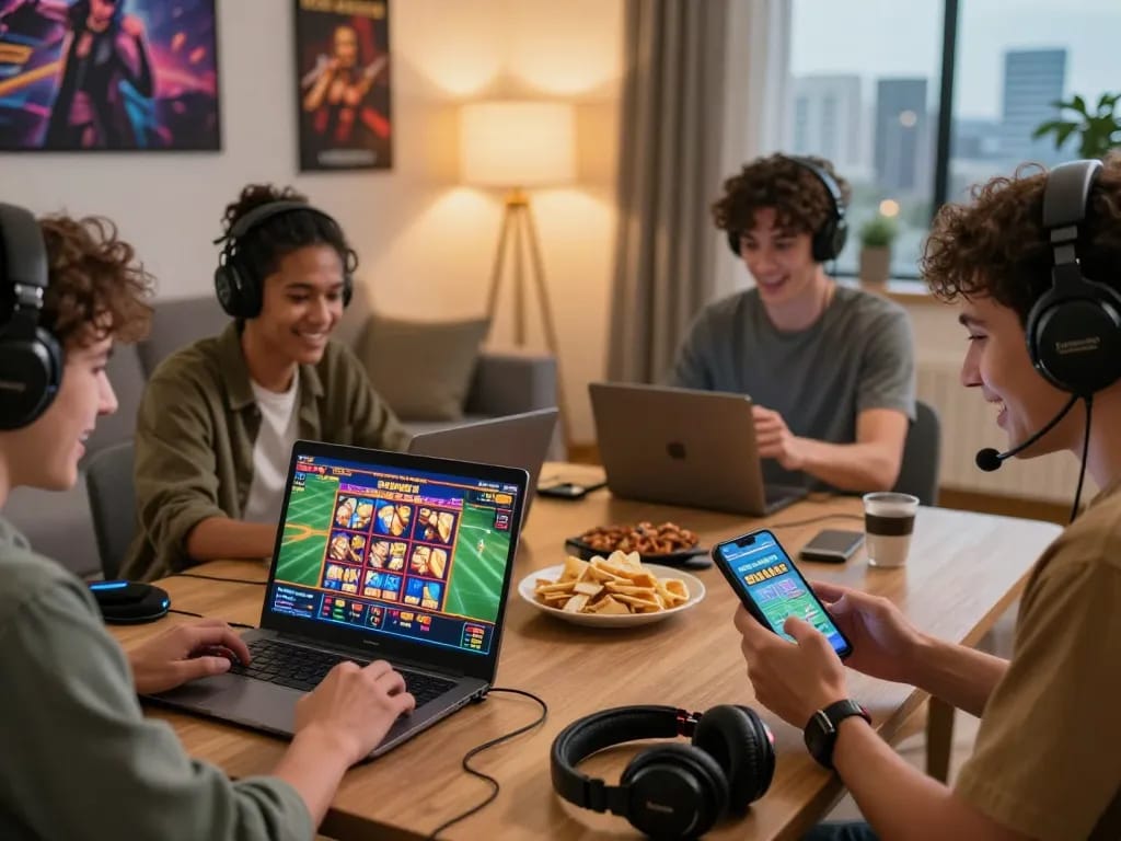 Engaged players enjoying online gaming experiences at https://tt888.de.com in a vibrant home atmosphere.