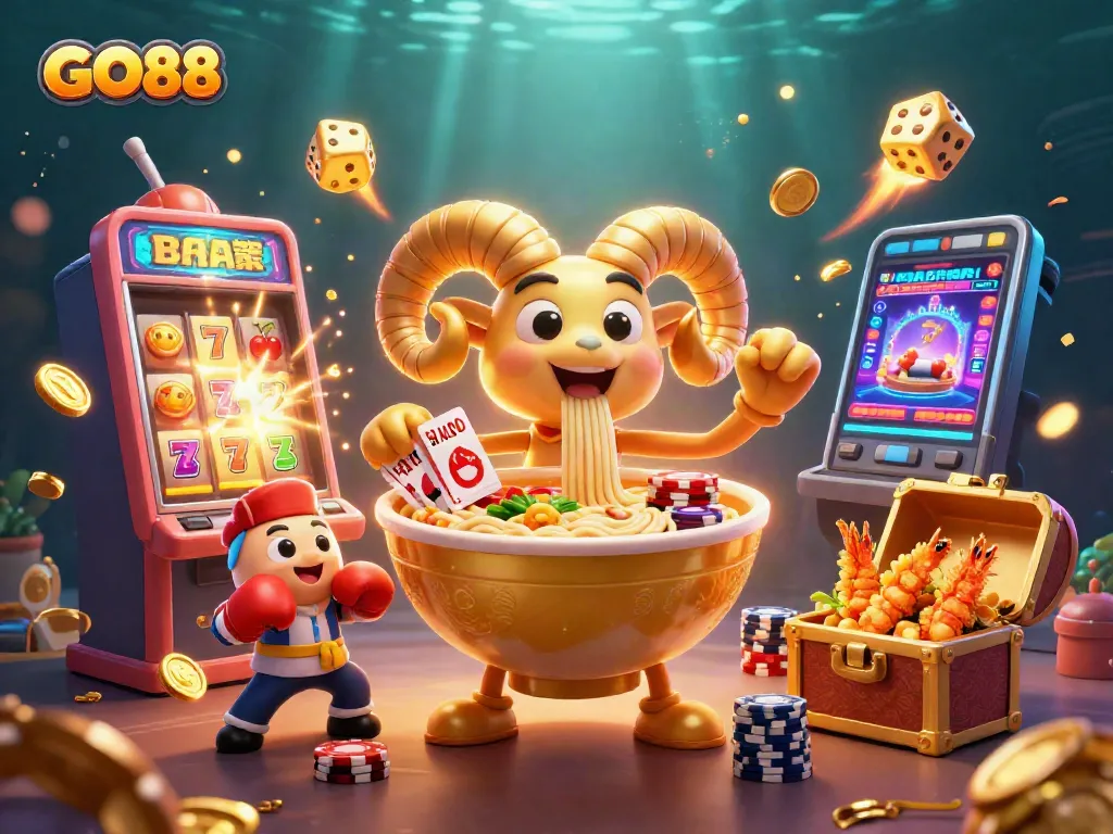 Engage in thrilling gameplay at GO88 with colorful slot machines and cheerful characters.