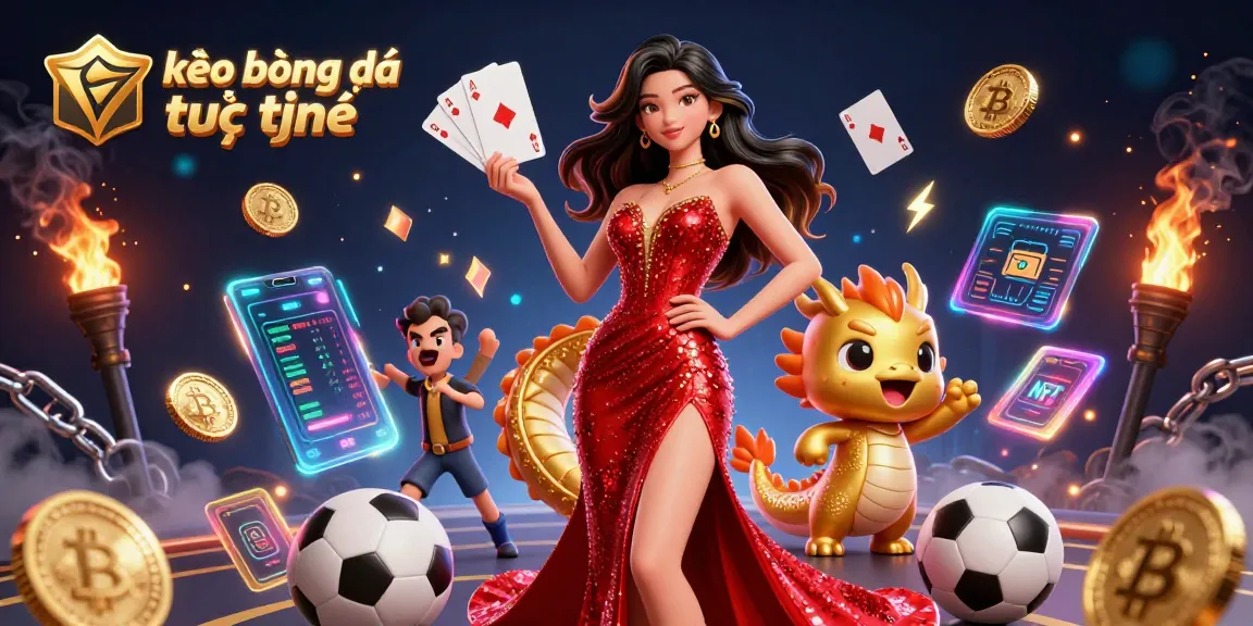 Engage in kèo bóng đá trực tuyến with vibrant characters and dynamic sports betting elements.