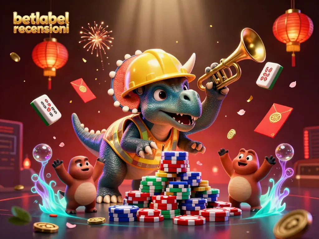 Engage with betlabel recensioni and celebrate wins in this vibrant casino illustration featuring dynamic, cheerful characters.