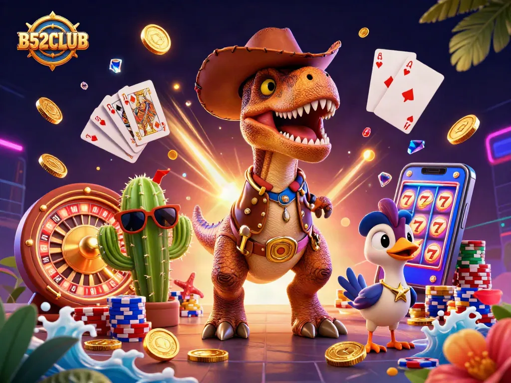 B52CLUB players enjoying exciting casino games with vibrant graphics and dynamic elements