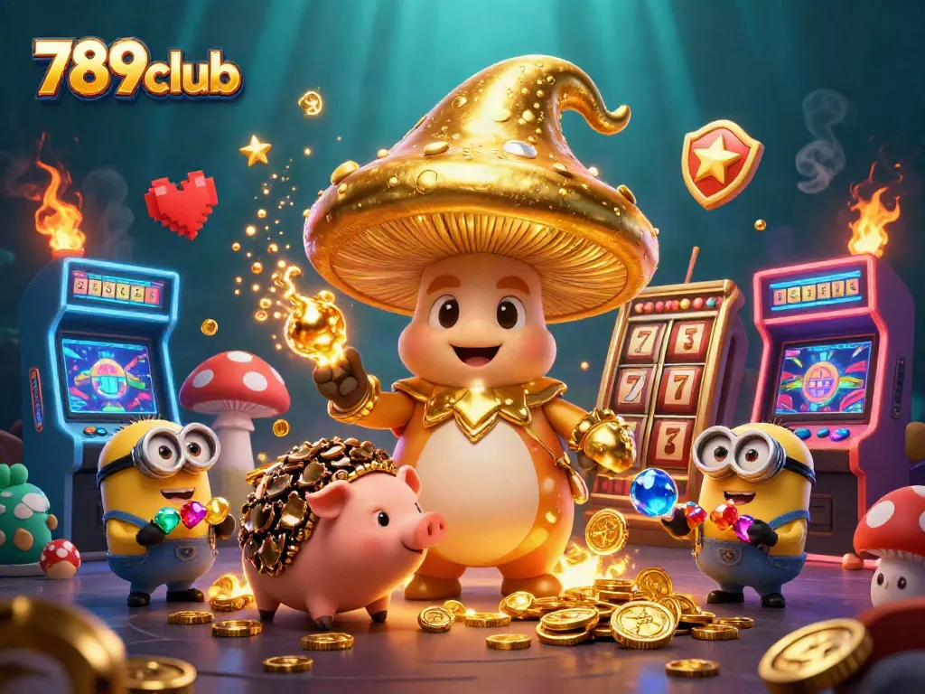 Play exciting games at 789club with vibrant 3D illustrations showcasing casino elements and characters.
