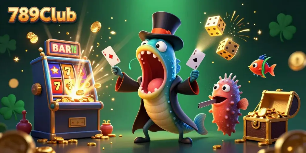 Experience thrilling casino fun with 789CLub's vibrant slots and games in this magical underwater scene.