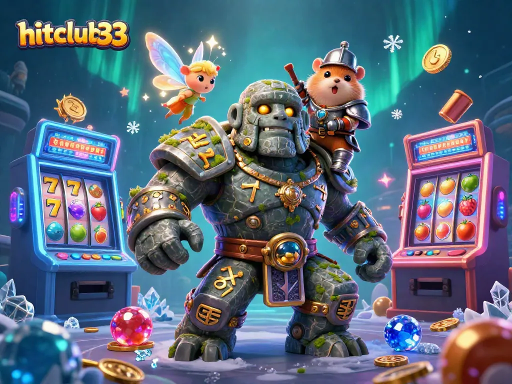 Experience thrilling gameplay at hitclub33 with magical characters and vibrant slot machines in a captivating casino scene.