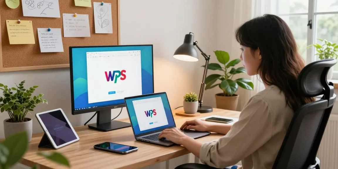 WPS Download on a modern laptop in a stylish home office workspace.