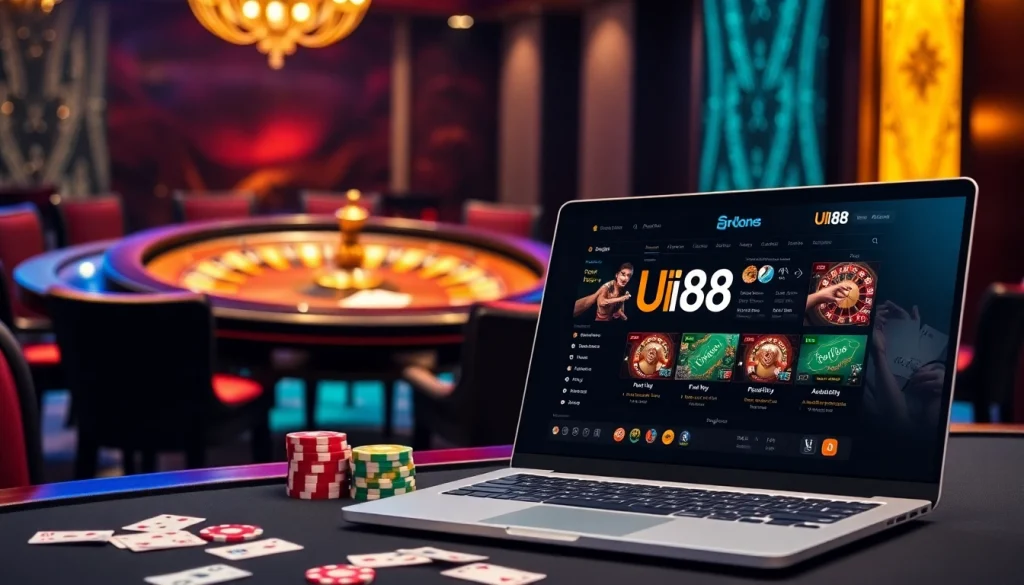 Dynamic gameplay at uu88 company casino with poker chips and roulette for an immersive experience.