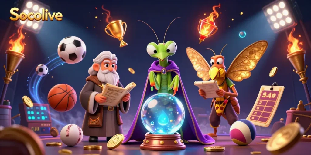 Socolive enhances your betting experience with dynamic sports action and vibrant details in a mystical showdown.